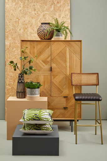 Arlo Small Engraved Wooden Vase.