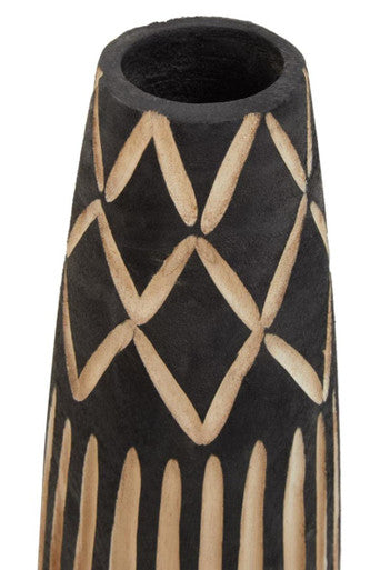 Arlo Small Engraved Wooden Vase.