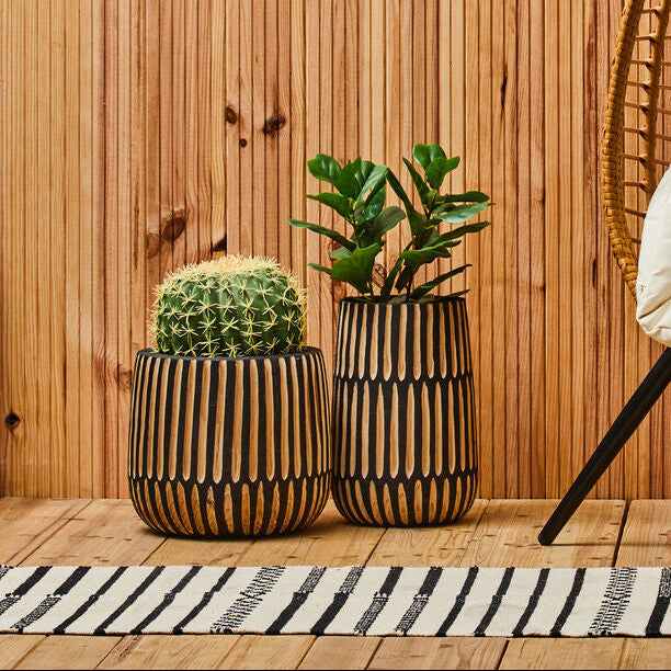 Arlo Large Natural And Black Wooden Vase