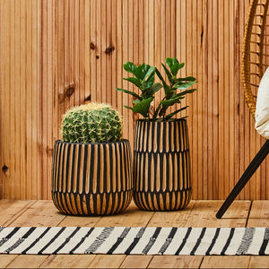 Arlo Large Natural And Black Wooden Vase