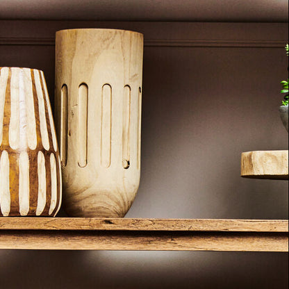 Arlo Natural Engraved Wooden Vase