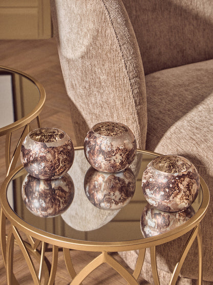 Garan Set Of 3 Brown Tealight Holders