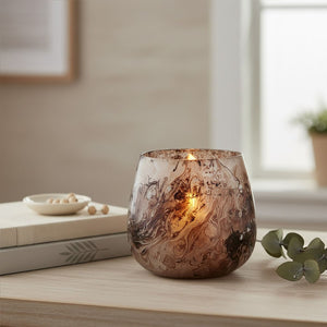 Brown Marble Effect Small Candle Holder | Garan