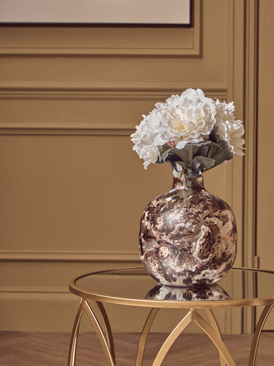 Garan Brown Marble Effect Glass Vase