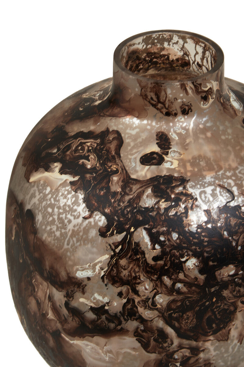 Garan Brown Marble Effect Glass Vase