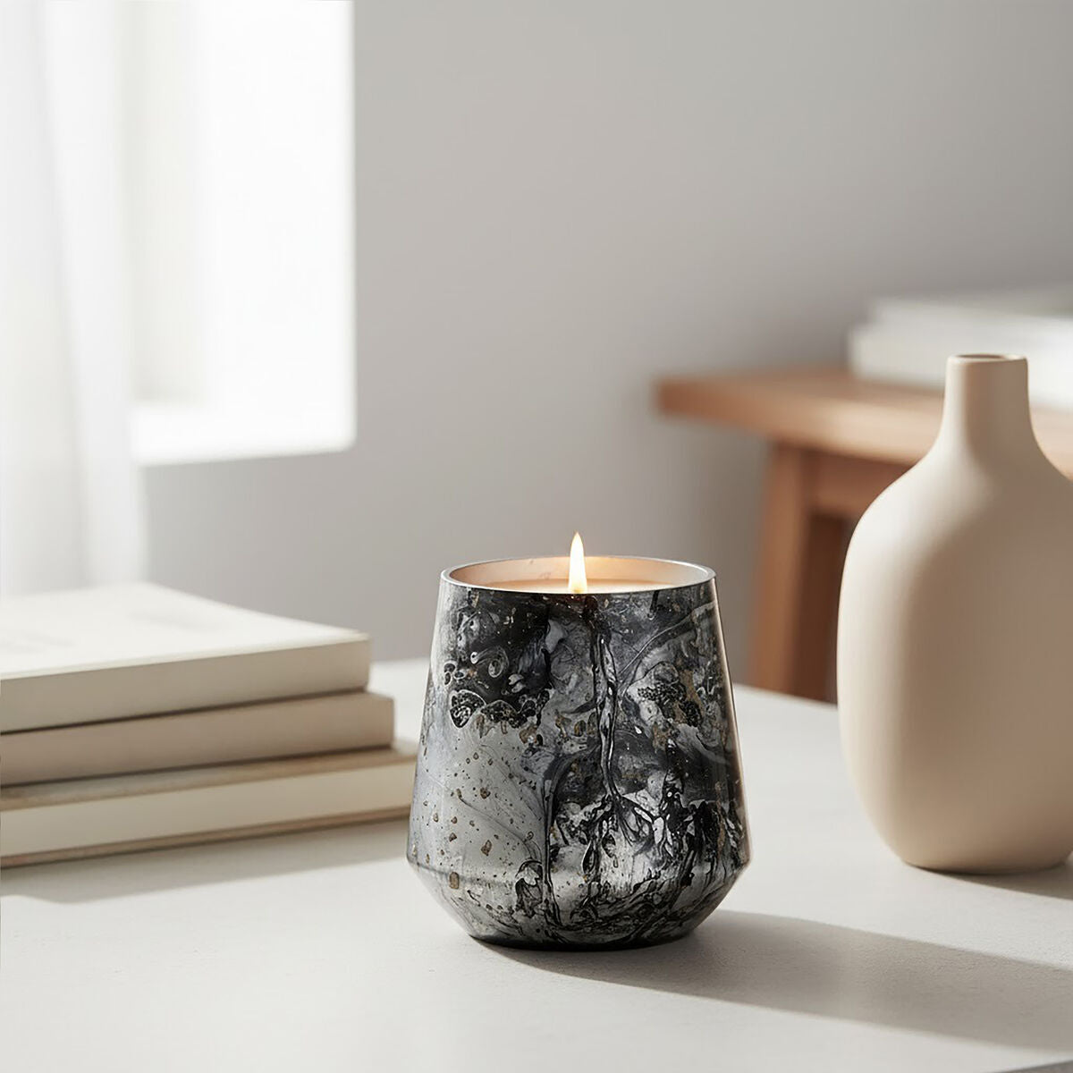 Garan Grey Marble Effect Candle Holder