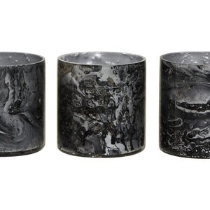 Set of 3 Grey Marble Effect Tealight Holders | Garan