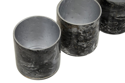 Garan Set Of 3 Grey Tealight Holders