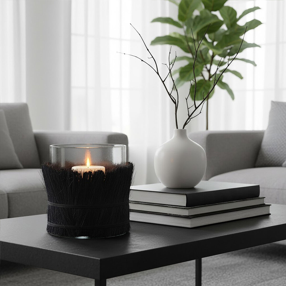 Kuta Black Medium Candle Holder