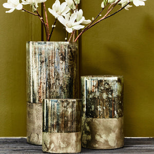 Gaia Large Glass Vase in Metallic Antique Finish