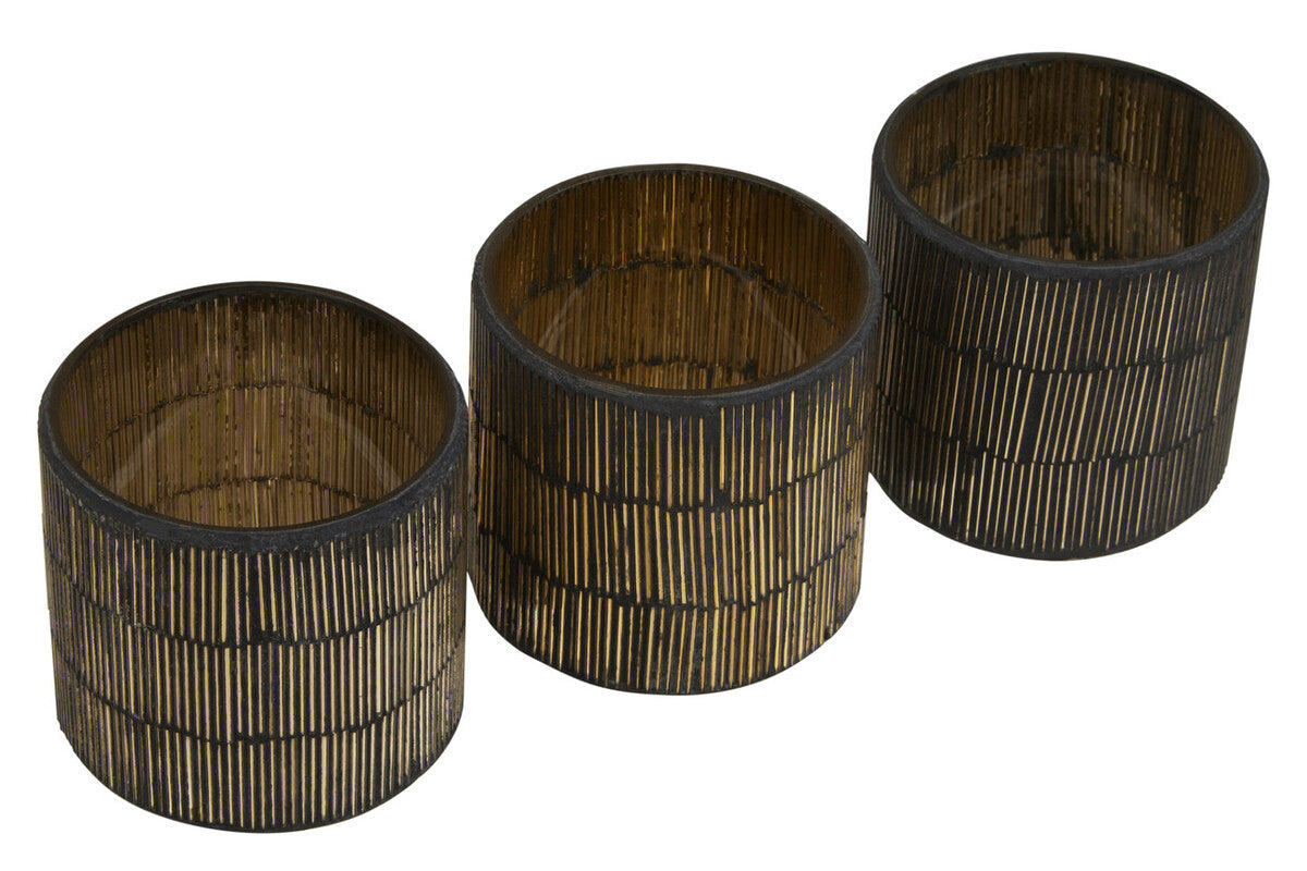 Gaia Set Of 3 Mosaic Glass Tealight Holders