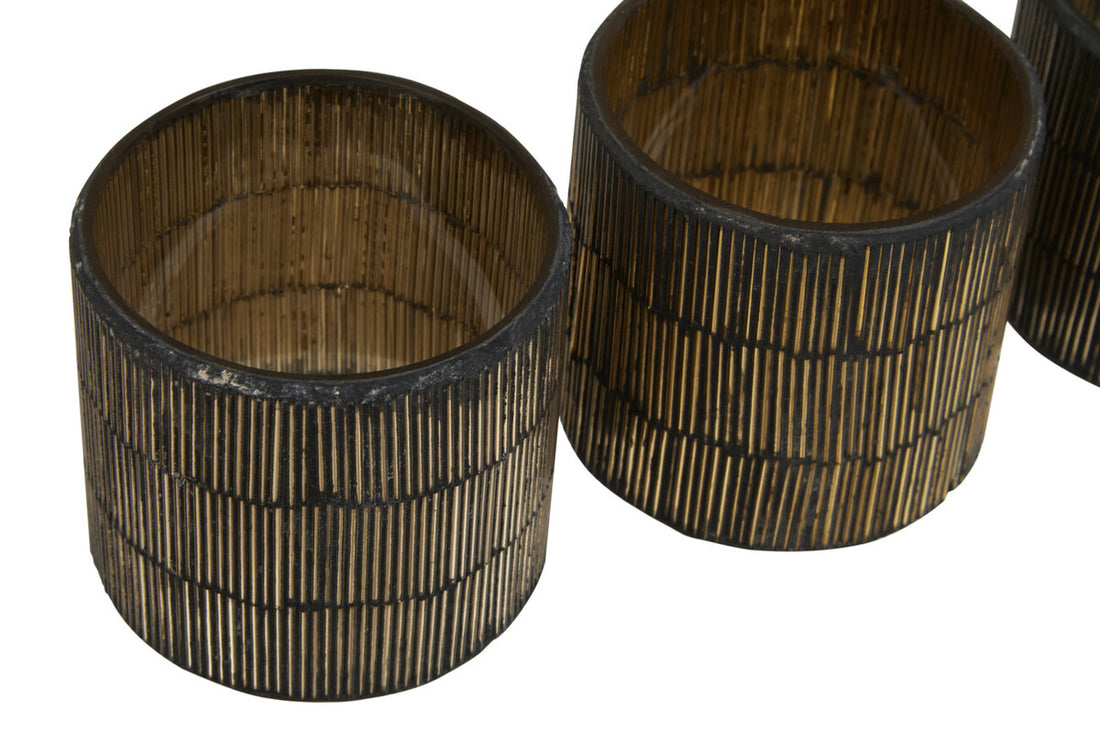 Gaia Set Of 3 Mosaic Glass Tealight Holders