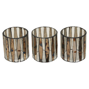 Gaia Set Of 3 Metallic Tealight Holders