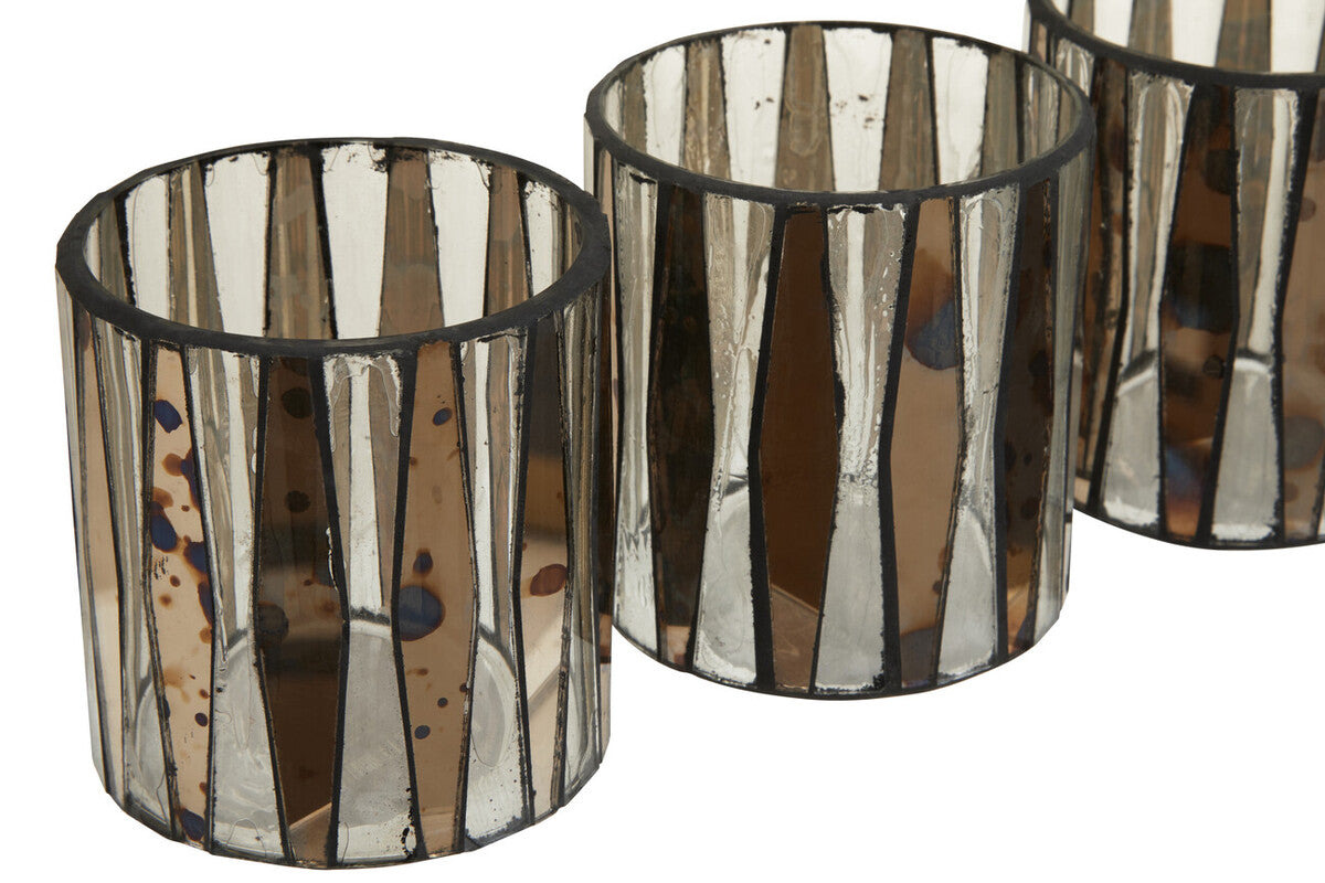 Gaia Set Of 3 Metallic Tealight Holders