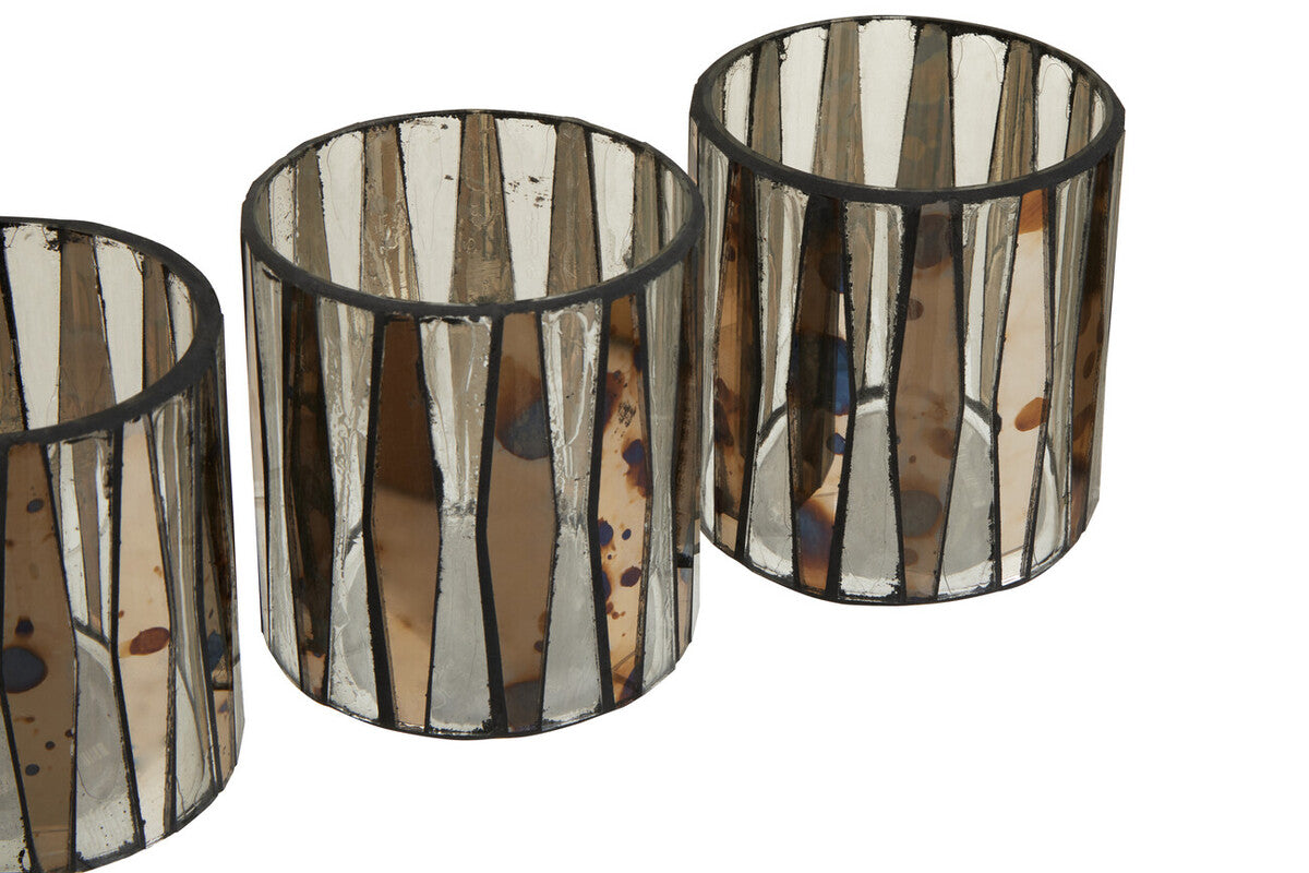 Gaia Set Of 3 Metallic Tealight Holders