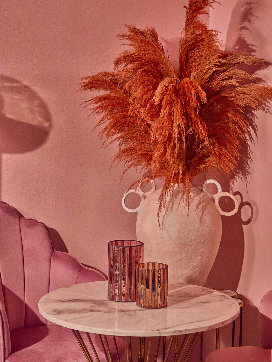 Gaia Pink Antique Finish Large Candle Holder