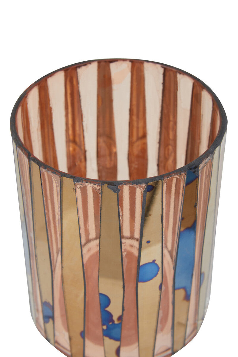 Gaia Pink Antique Finish Small Candle Holder