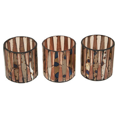 Gaia Set Of 3 Pink Tealight Holders