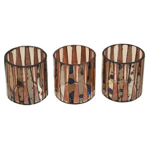 Gaia Set Of 3 Pink Tealight Holders
