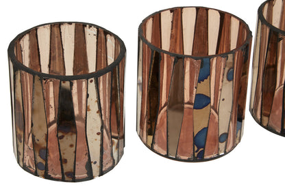 Gaia Set Of 3 Pink Tealight Holders