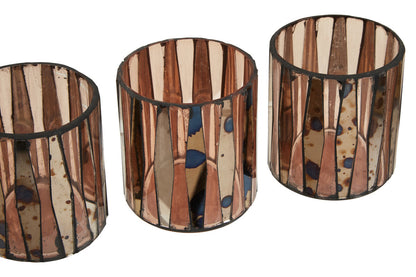 Gaia Set Of 3 Pink Tealight Holders