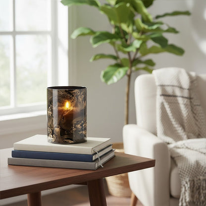 Gaia Black And Gold Marble Effect Small Candle Holder