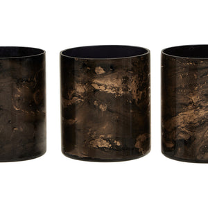 Set of 3 Black and Gold Tealight Holders | Gaia