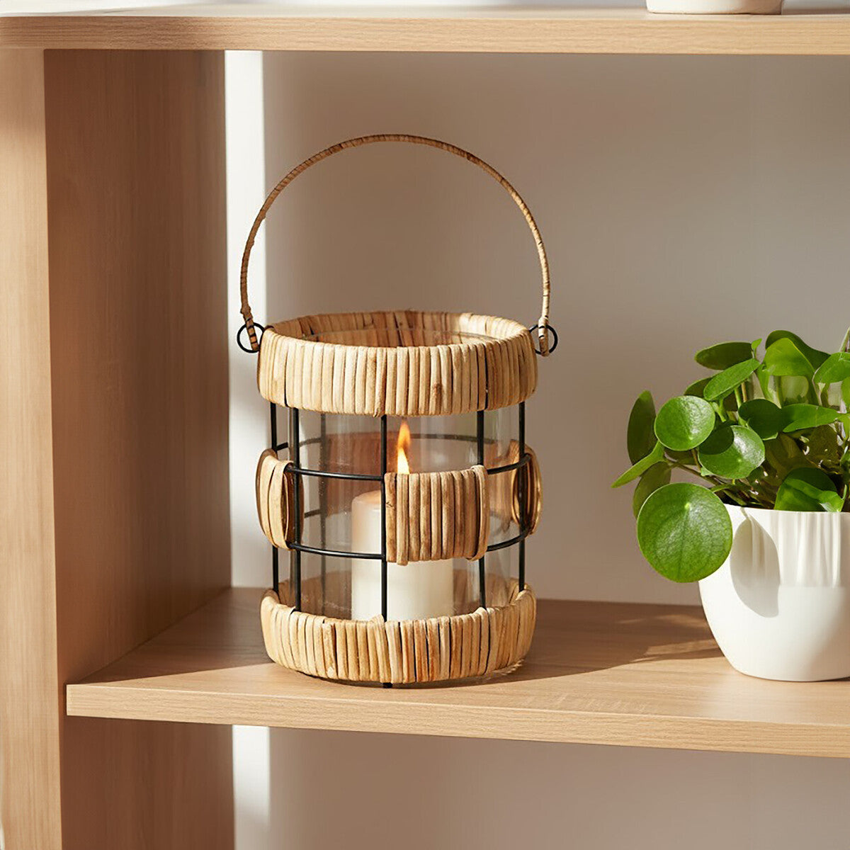 Kuta Natural And Black Small Lantern