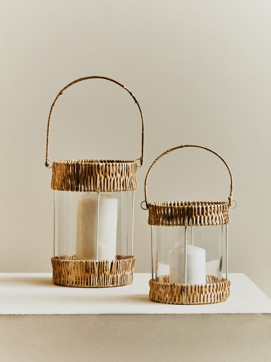 Kuta Natural And White Small Lantern