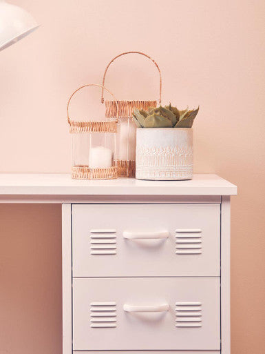 Kuta Natural And White Small Lantern