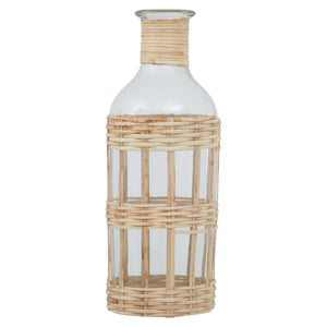 Kuta Natural Cane and Glass Large Vase