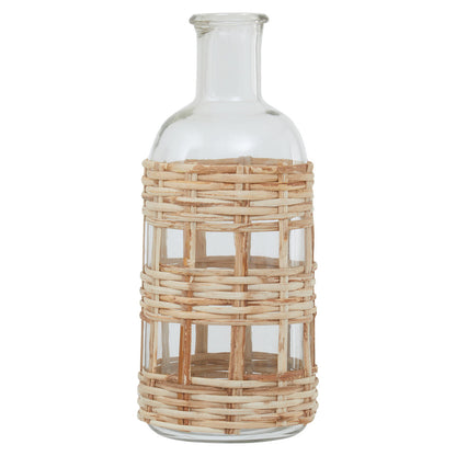 Kuta Natural Cane and Glass Small Vase