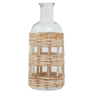 Kuta Natural Cane and Glass Small Vase