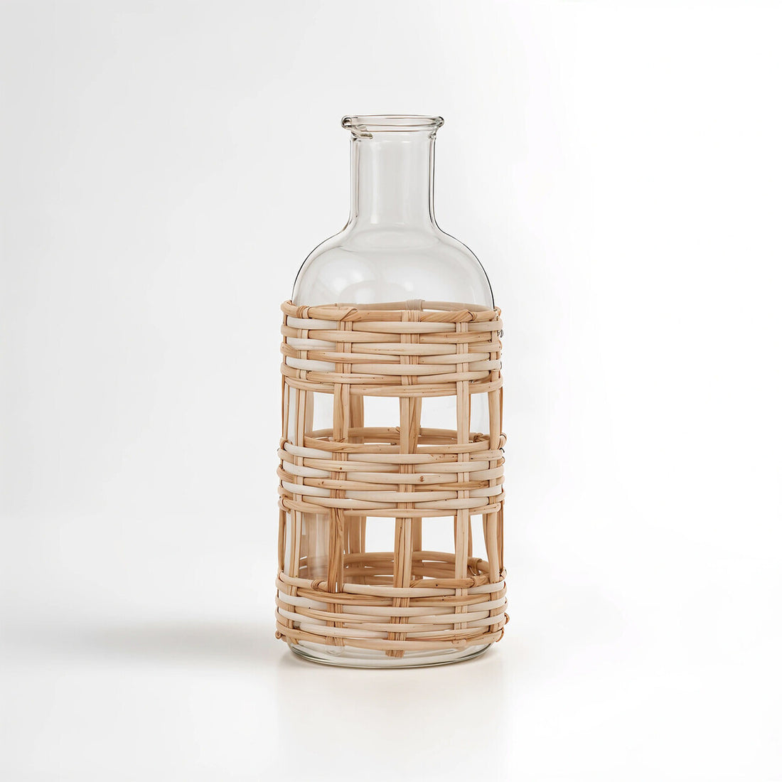 Kuta Natural Cane and Glass Small Vase