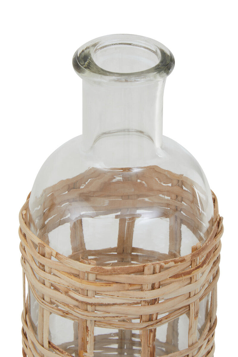 Kuta Natural Cane and Glass Small Vase