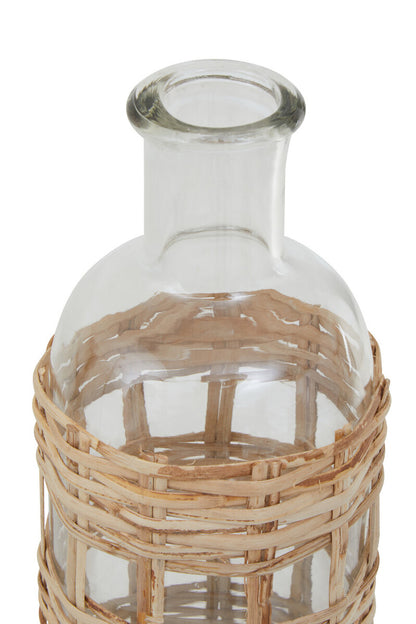 Kuta Natural Cane and Glass Small Vase