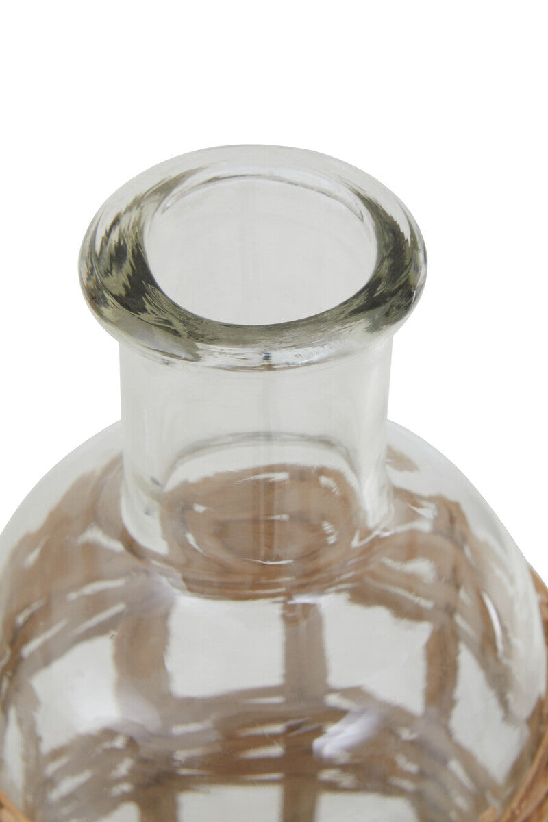 Kuta Natural Cane and Glass Small Vase
