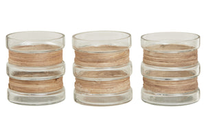 Kuta Set Of 3 Natural Tealight Holders