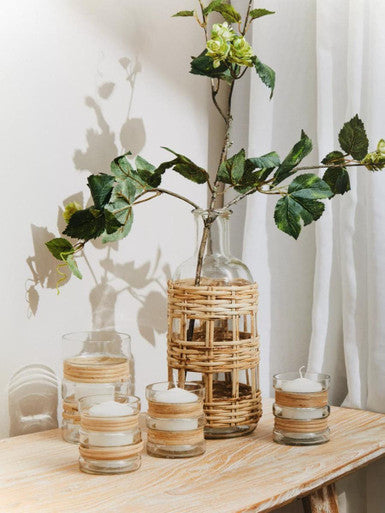 Kuta Set Of 3 Natural Tealight Holders