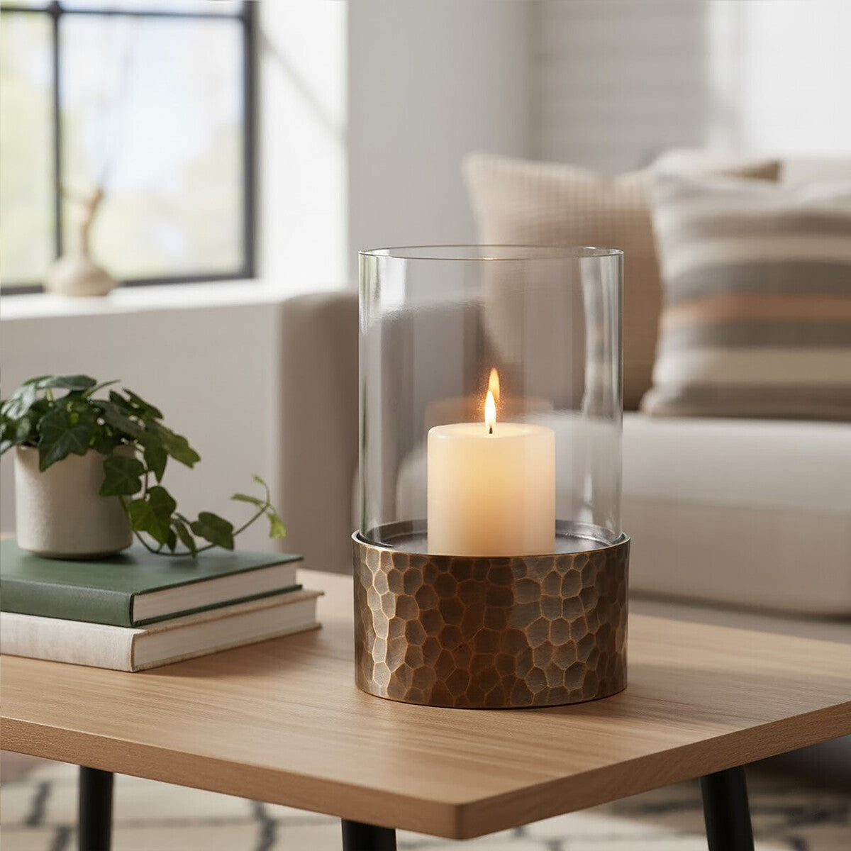 Akola Small Antique Gold Candle Holder