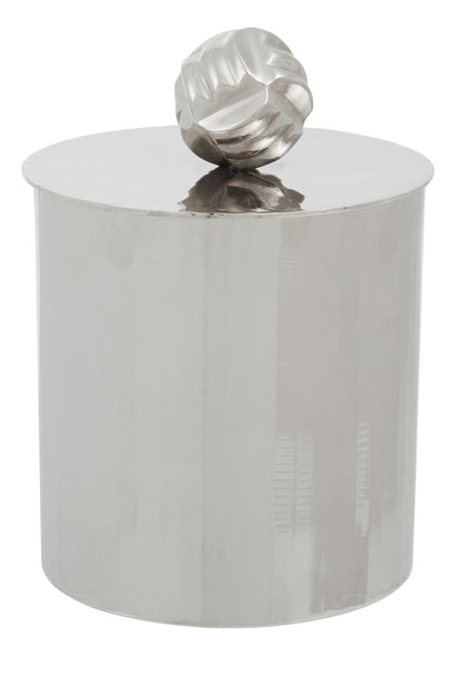 Amreli Large Vertical Textured Silver Metal Trinket Box