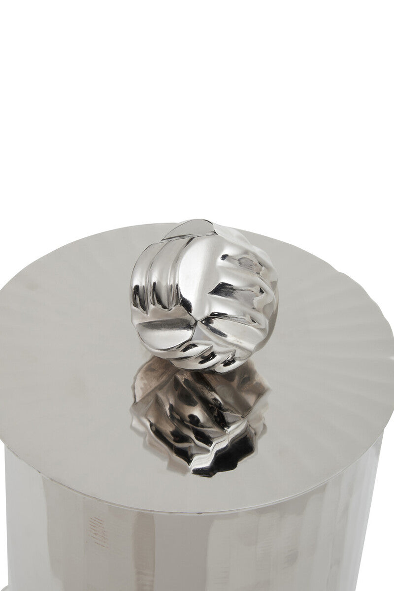Amreli Large Vertical Textured Silver Metal Trinket Box