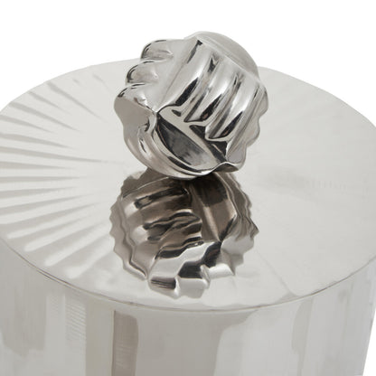 Amreli Small Vertical Textured Silver Metal Trinket Box