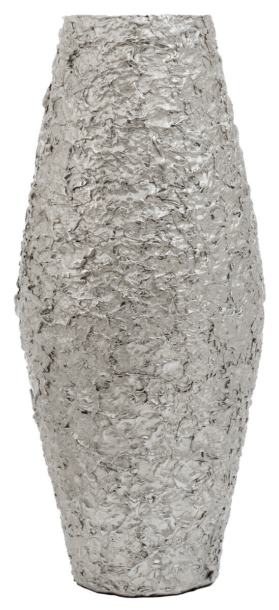 Akola Large Silver Textured Metal Vase