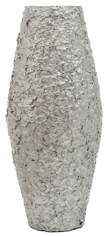 Akola Large Silver Textured Metal Vase