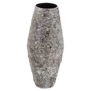 Akola Large Silver Textured Metal Vase