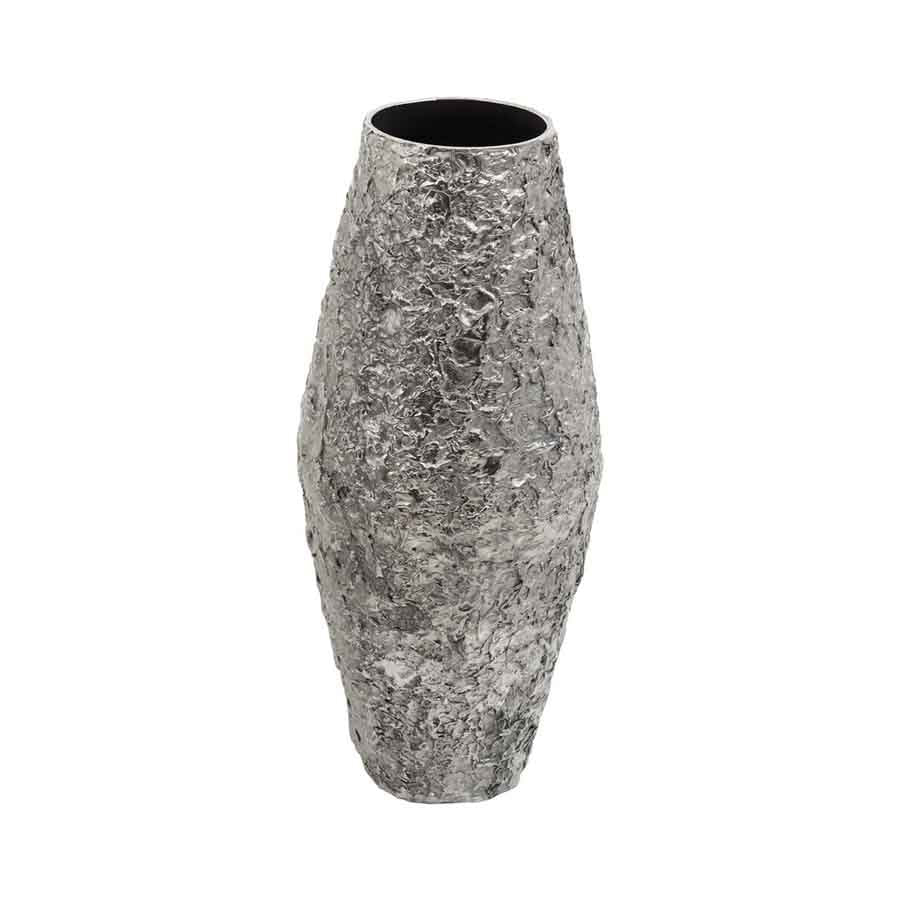 Akola Large Silver Textured Metal Vase