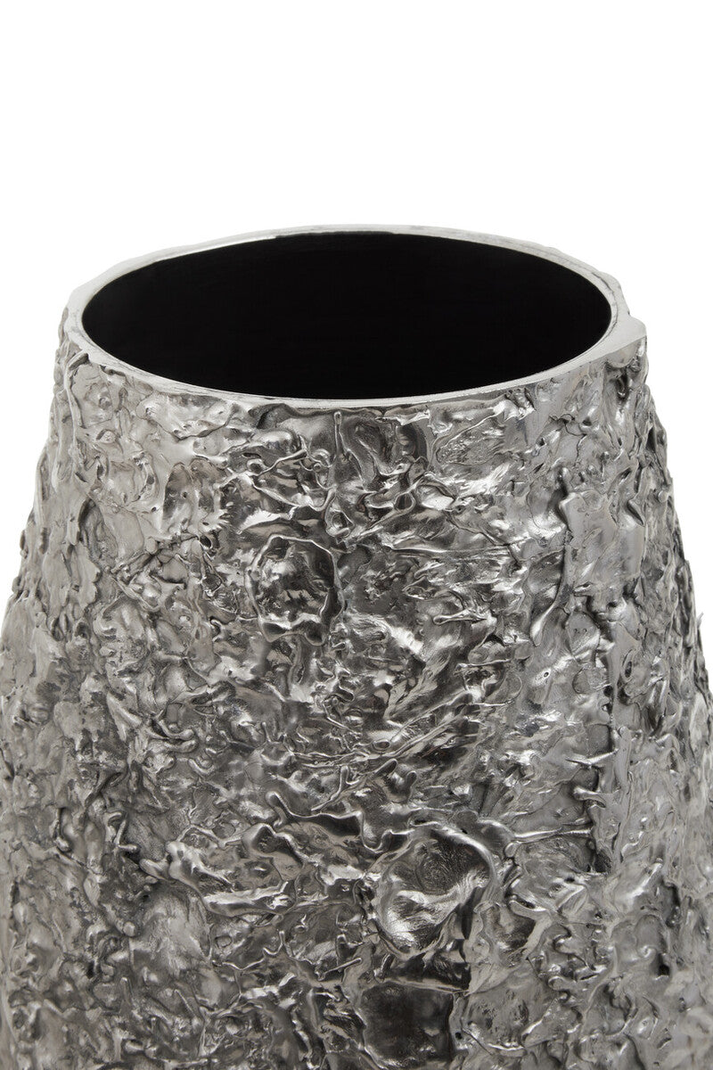 Akola Large Silver Textured Metal Vase