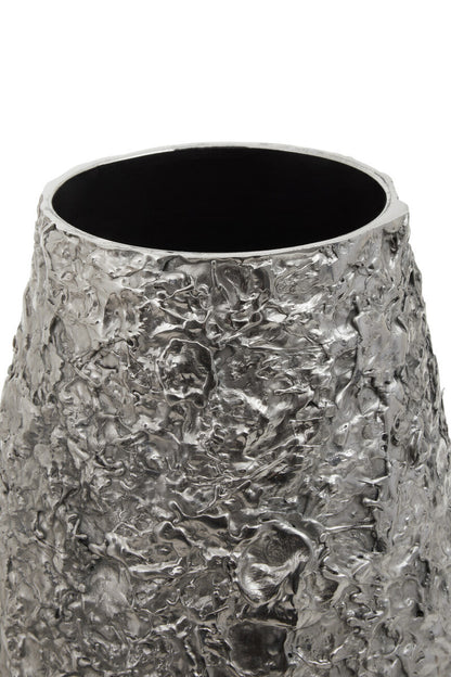 Akola Large Silver Textured Metal Vase