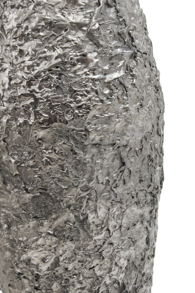 Akola Large Silver Textured Metal Vase - Image 4